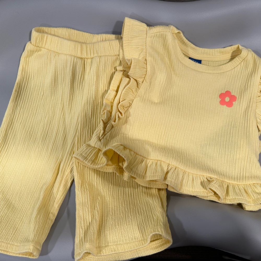 Old Navy Yellow Diaper Cover Set with Embroidered Detail